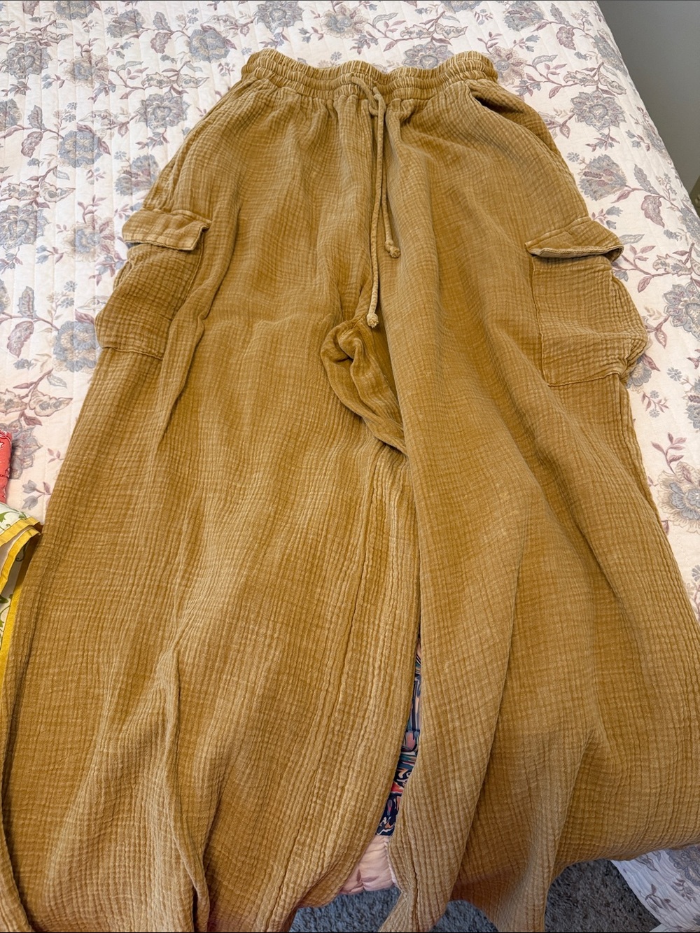 easel Wide-Leg Cargo Jumpsuit in Mustard